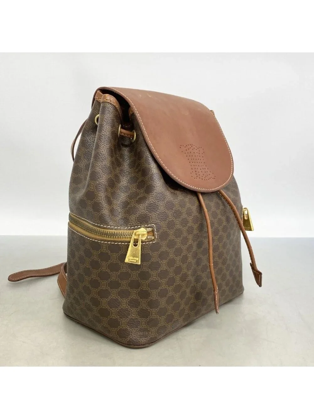 Celine Backpack Macadam Brown Gold